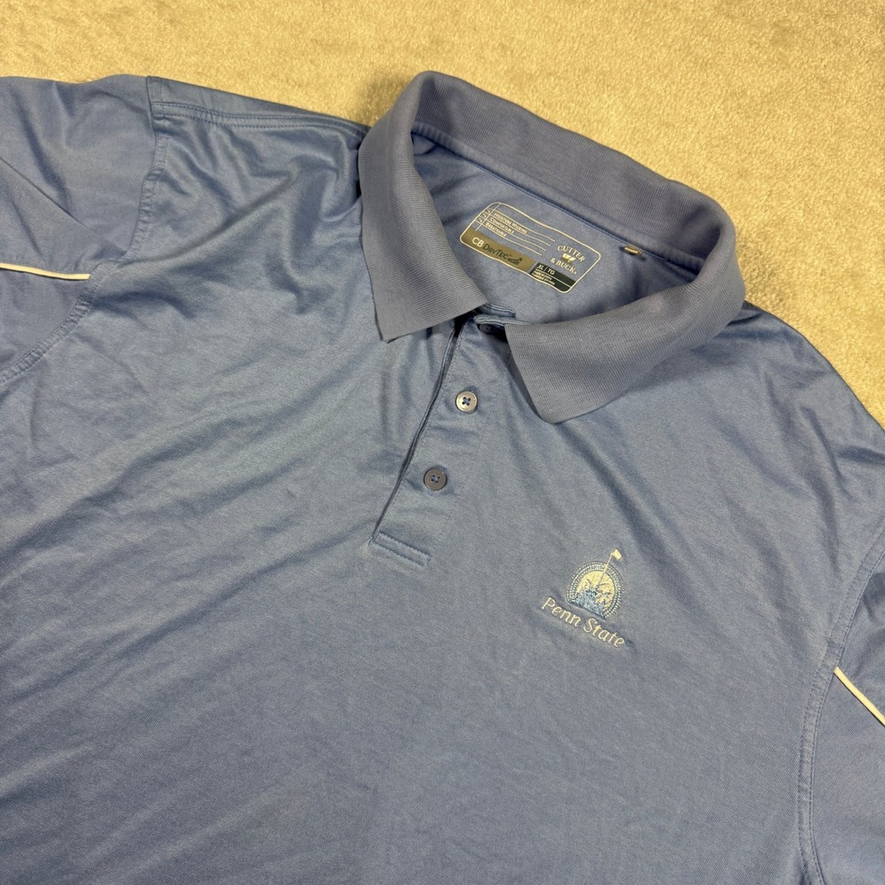Cutter & Buck Polo Men XL Blue Penn State CB DryTec Short Sleeve Golf Shirt Logo